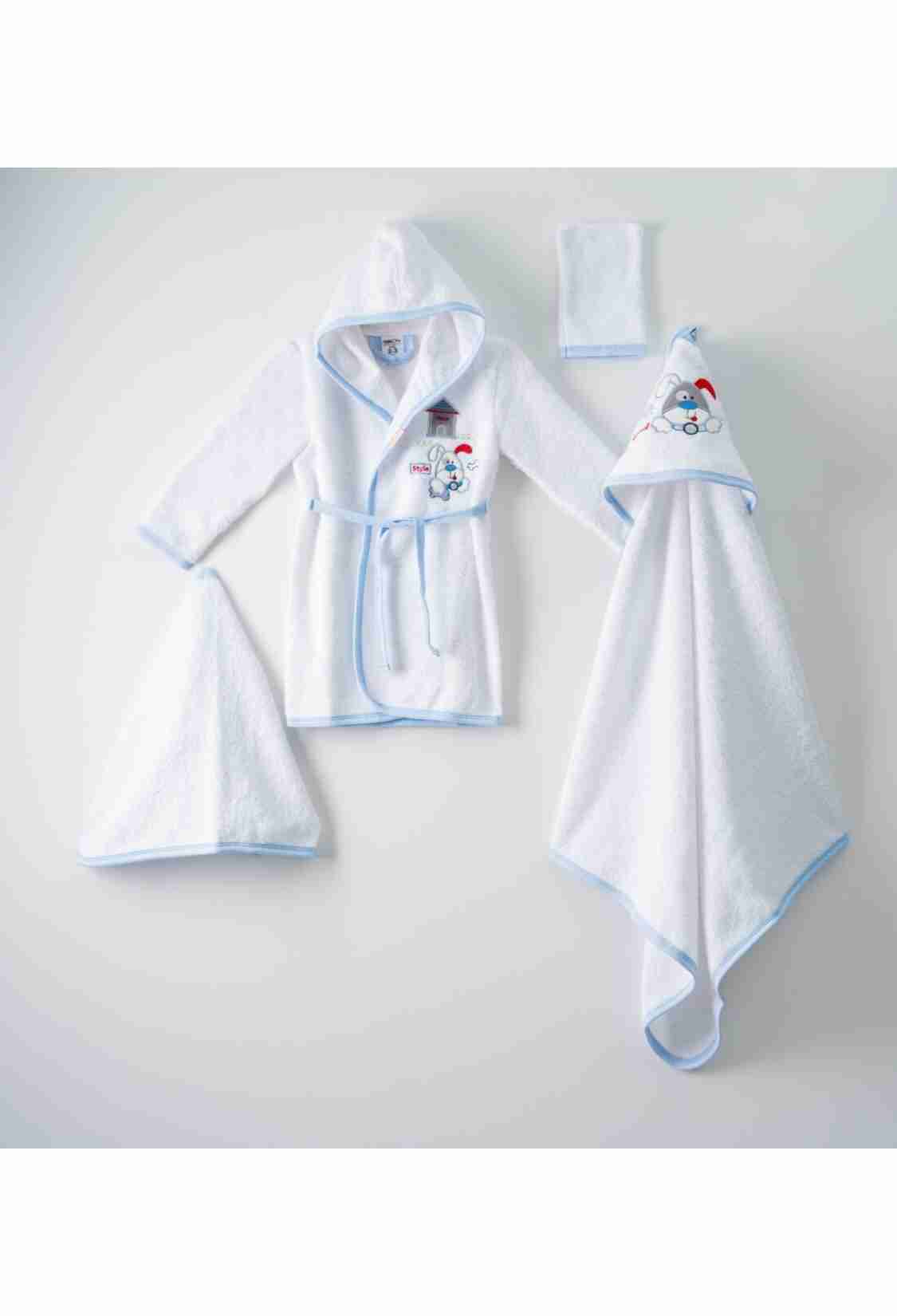Towel and Bathrobe - 4'lü Köpekçik Bornoz Set (Kutulu) 1072-398 - Brand: Ramel Kids - Kids & Bby Clothes From TheBS Kids Turkey