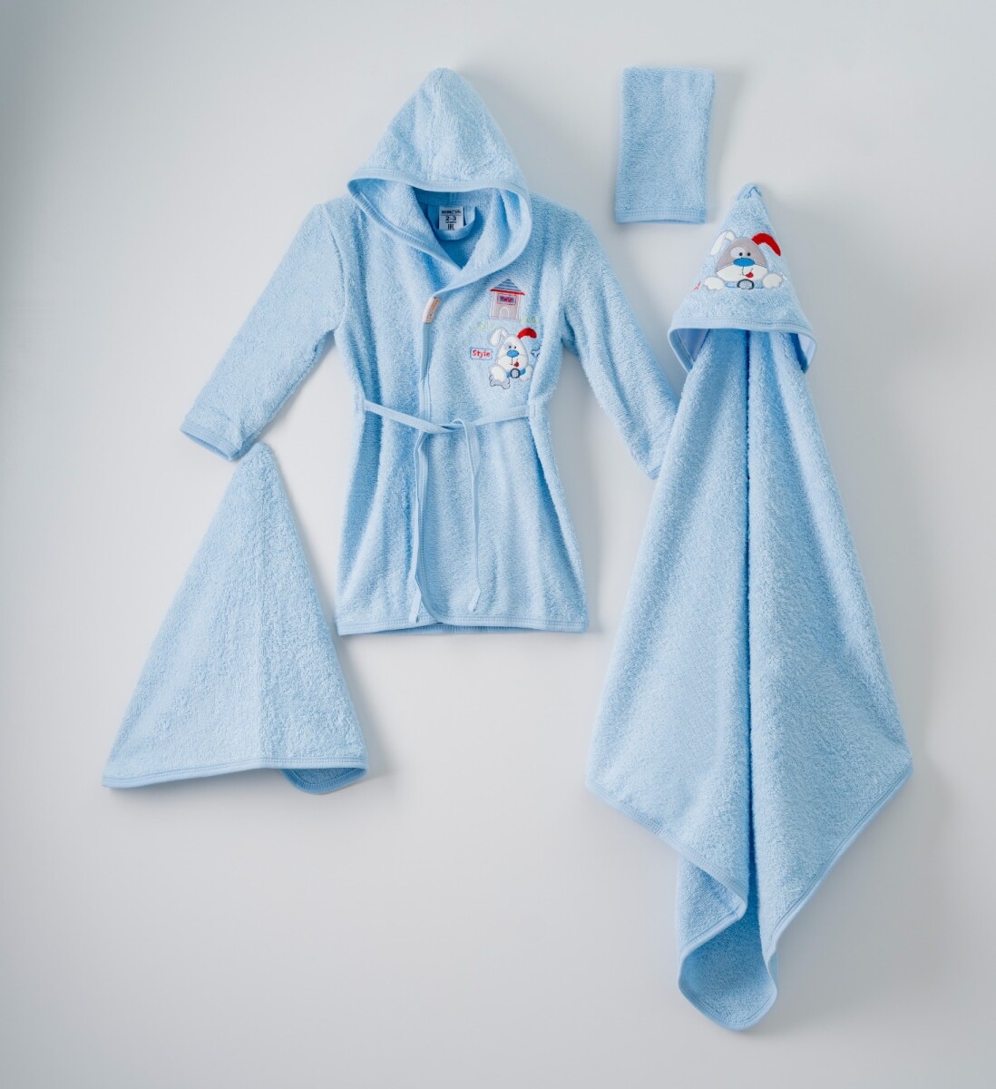 Towel and Bathrobe - 4'lü Köpekçik Bornoz Set (Kutulu) 1072-398 - Brand: Ramel Kids - Kids & Bby Clothes From TheBS Kids Turkey