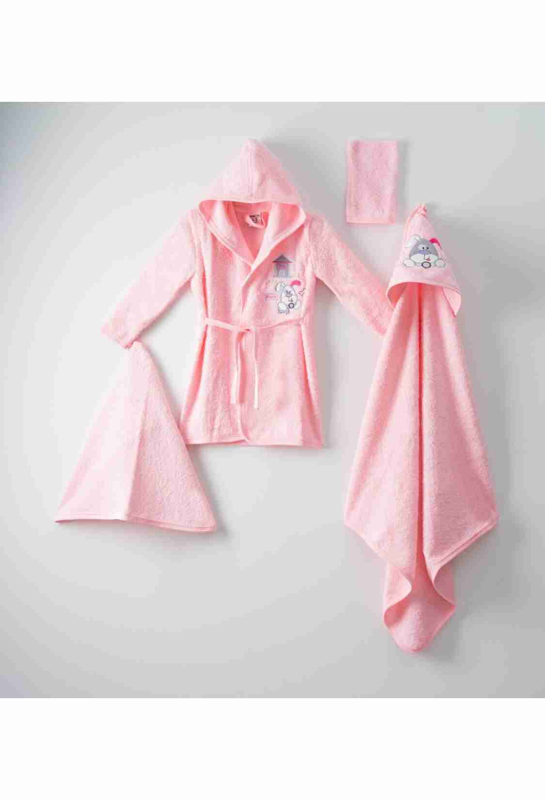 Towel and Bathrobe - 4'lü Köpekçik Bornoz Set (Kutulu) 1072-398 - Brand: Ramel Kids - Kids & Bby Clothes From TheBS Kids Turkey