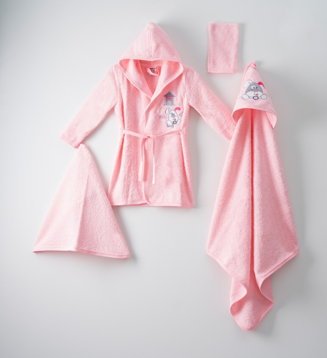 Towel and Bathrobe - 4'lü Köpekçik Bornoz Set (Kutulu) 1072-398 - Brand: Ramel Kids - Kids & Bby Clothes From TheBS Kids Turkey