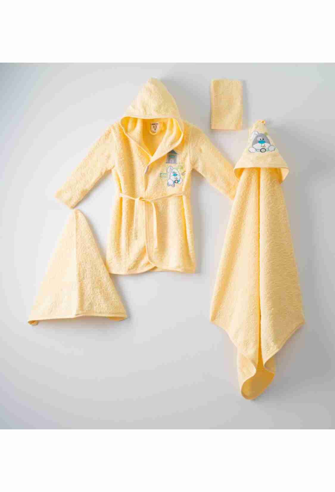 Towel and Bathrobe - 4'lü Köpekçik Bornoz Set (Kutulu) 1072-398 - Brand: Ramel Kids - Kids & Bby Clothes From TheBS Kids Turkey