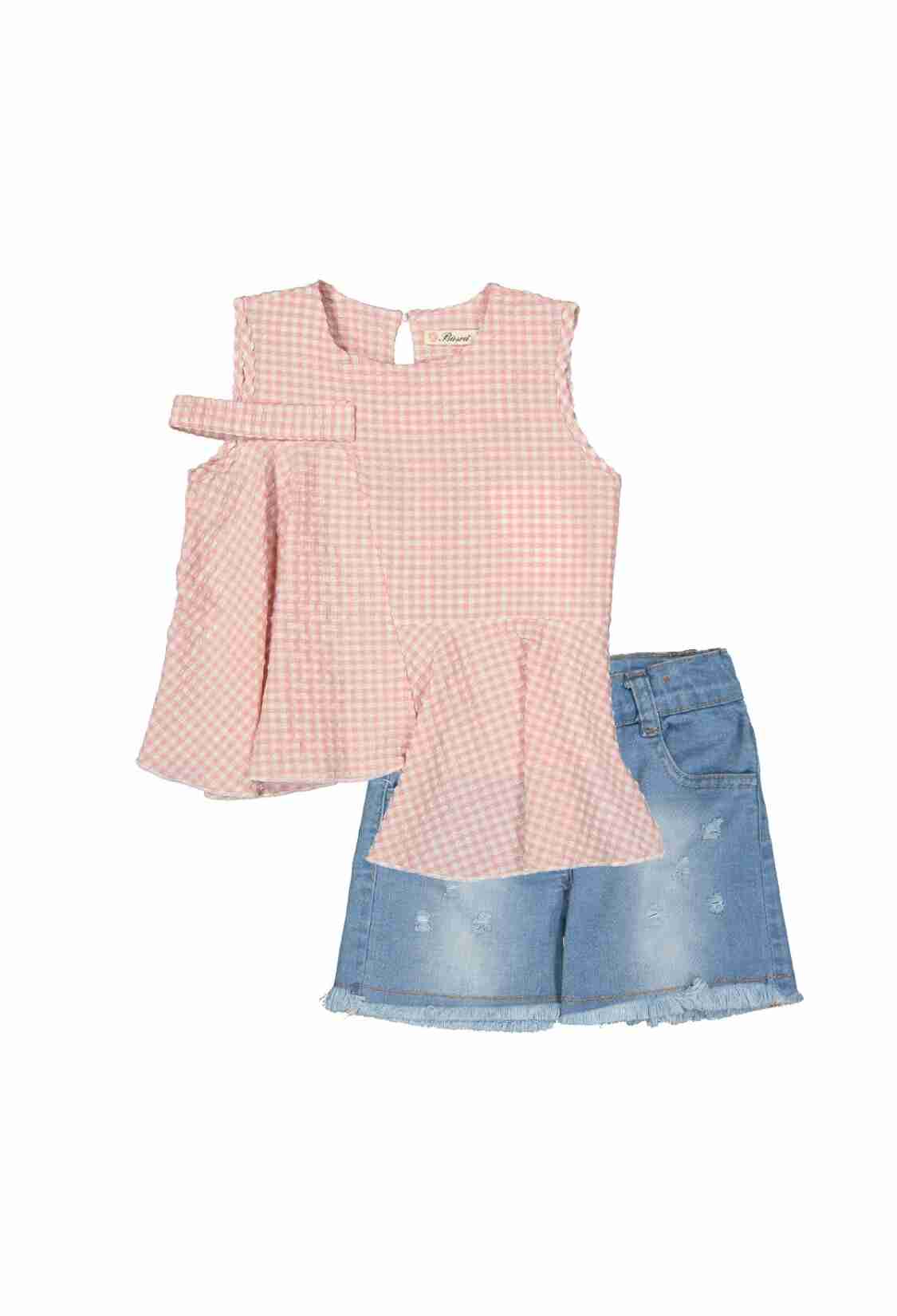 Girls' Suits - Asimetrik Gofre Takım 1016-211062 - Brand: Büşra Bebe - Kids & Bby Clothes From TheBS Kids Turkey