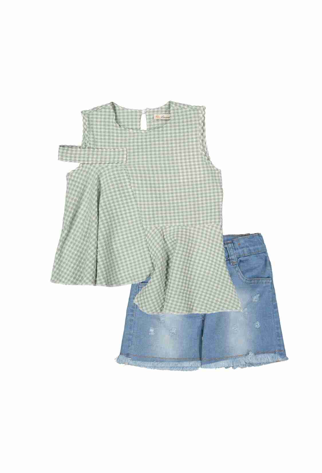 Girls' Suits - Asimetrik Gofre Takım 1016-211062 - Brand: Büşra Bebe - Kids & Bby Clothes From TheBS Kids Turkey