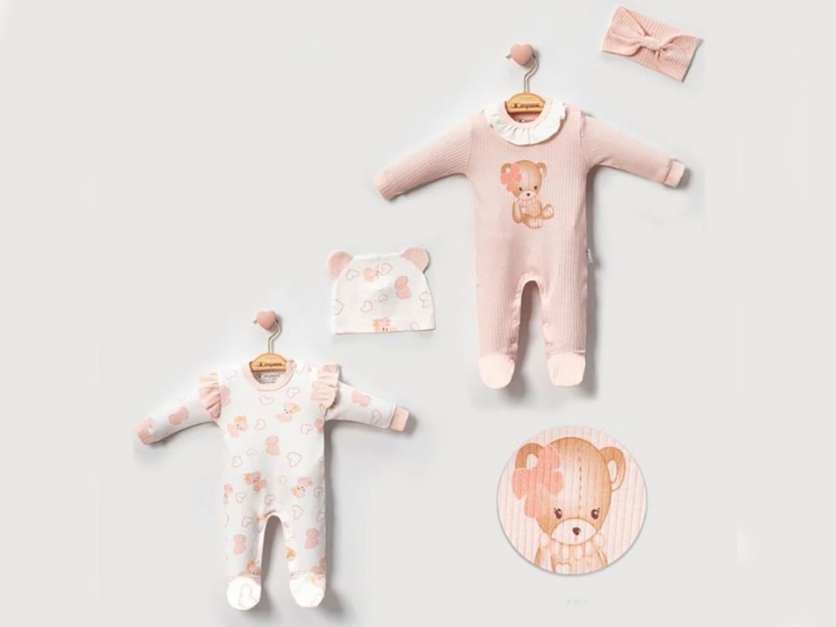 Baby Rompers and Overalls - B1 - Ayıcık Baskılı Kız Bebe Tulum Set - Brand: CAYZEN - Kids & Bby Clothes From TheBS Kids Turkey