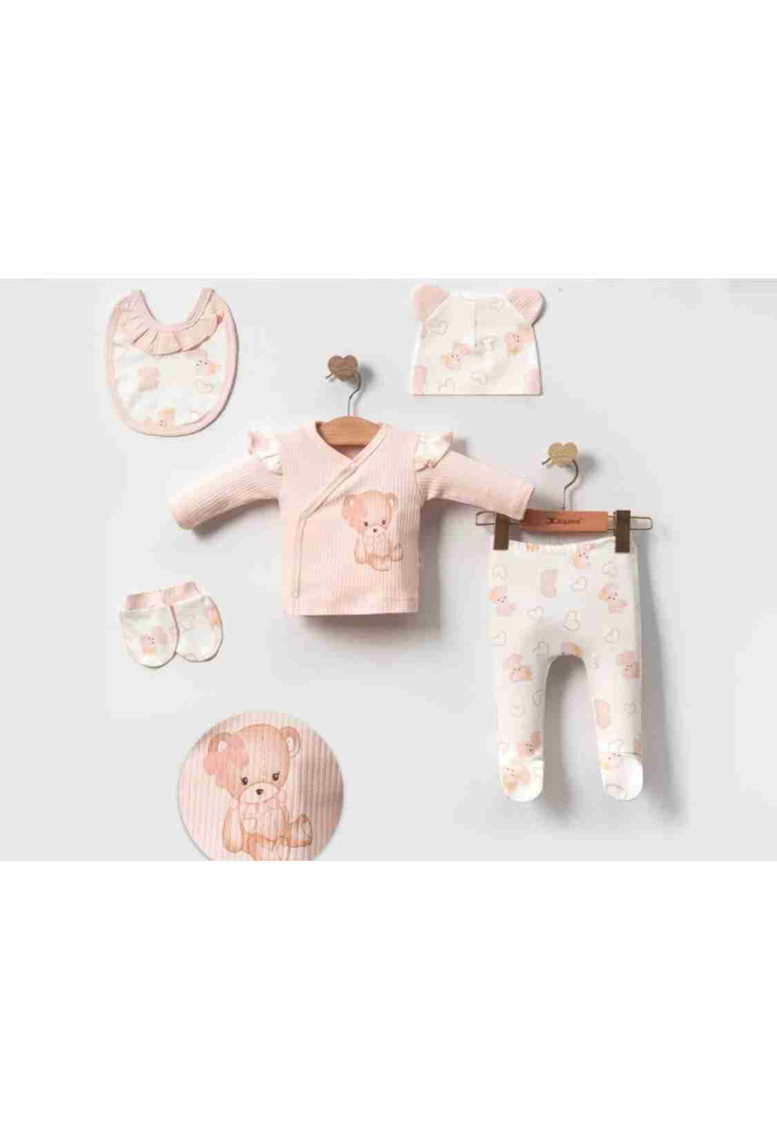 Baby Sets - B1 - Ayıcık Desenli 5 Li Kız Bebe Set - Brand: CAYZEN - Kids & Bby Clothes From TheBS Kids Turkey