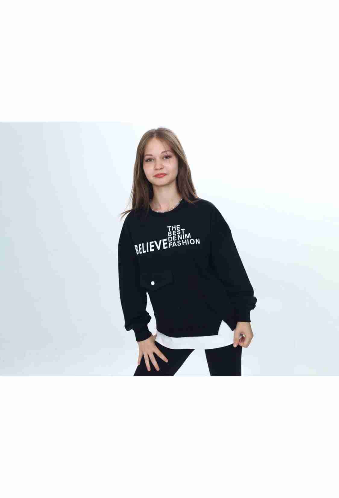 Girls' Tops - B1 - Believe Baskılı Kız Sweat - Brand: VIZVIZ - Kids & Bby Clothes From TheBS Kids Turkey