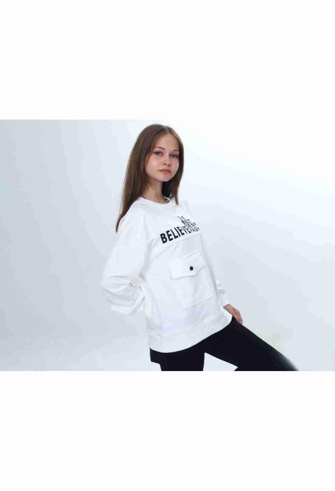 Girls' Tops - B1 - Believe Baskılı Kız Sweat - Brand: VIZVIZ - Kids & Bby Clothes From TheBS Kids Turkey