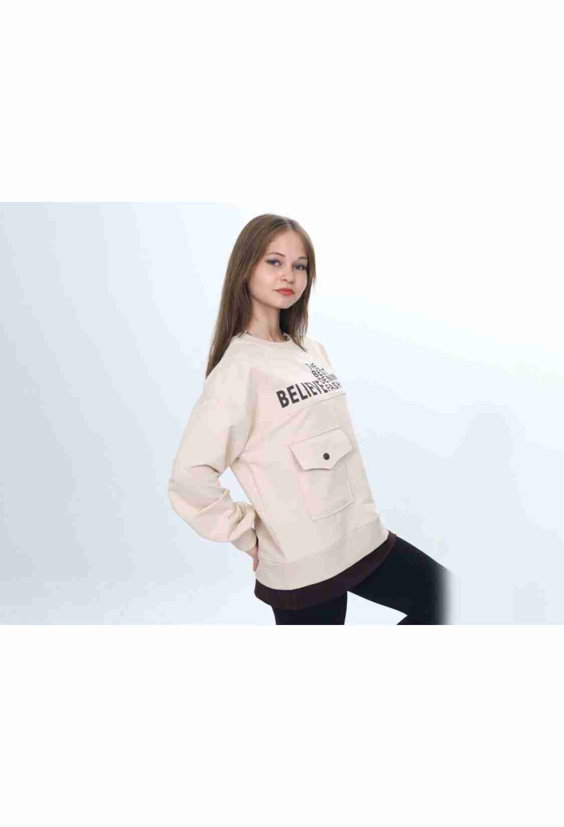 Girls' Tops - B1 - Believe Baskılı Kız Sweat - Brand: VIZVIZ - Kids & Bby Clothes From TheBS Kids Turkey