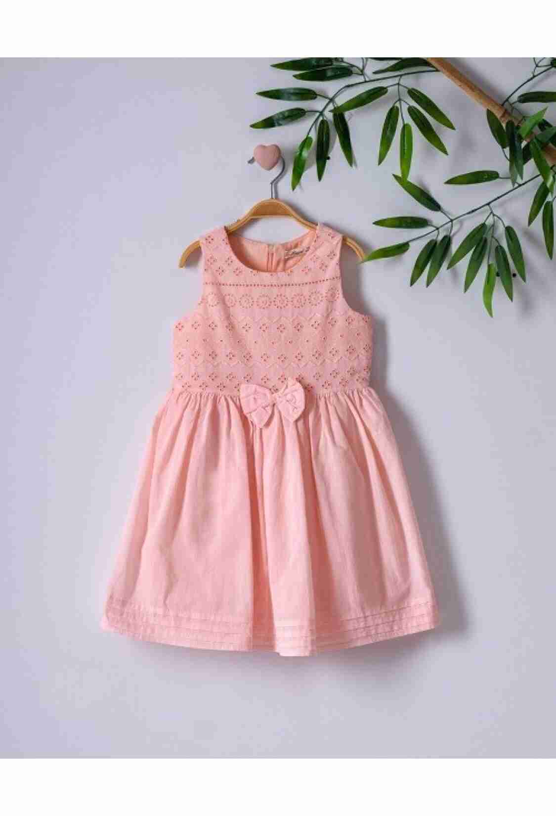 Girl's Dress - Brode Nervüllü Elbise 1016-221033 - Brand: Büşra Bebe - Kids & Bby Clothes From TheBS Kids Turkey