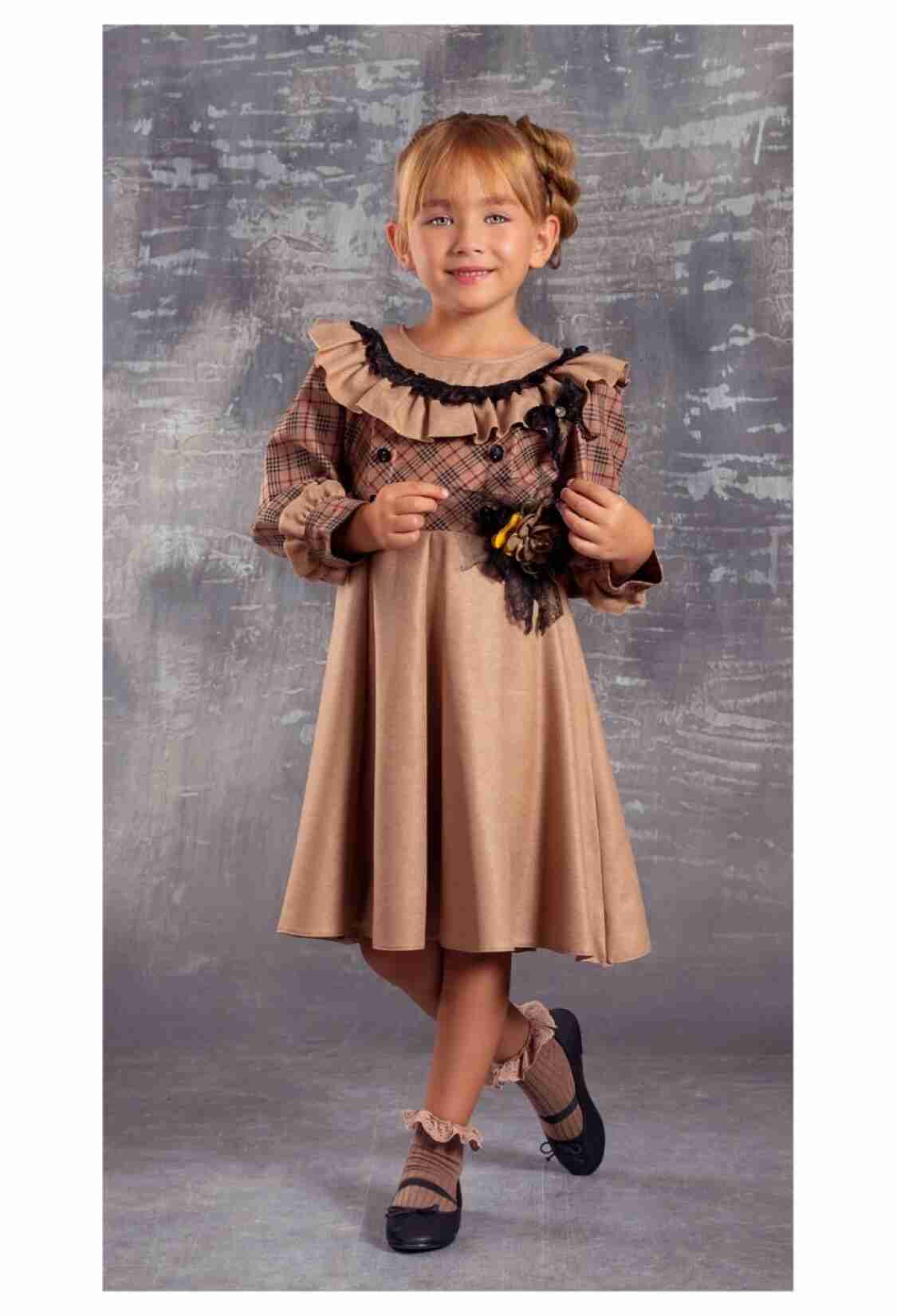 Girl's Dress - Çiçekli Elbise 1042-2310 - Brand: Tivido - Kids & Bby Clothes From TheBS Kids Turkey