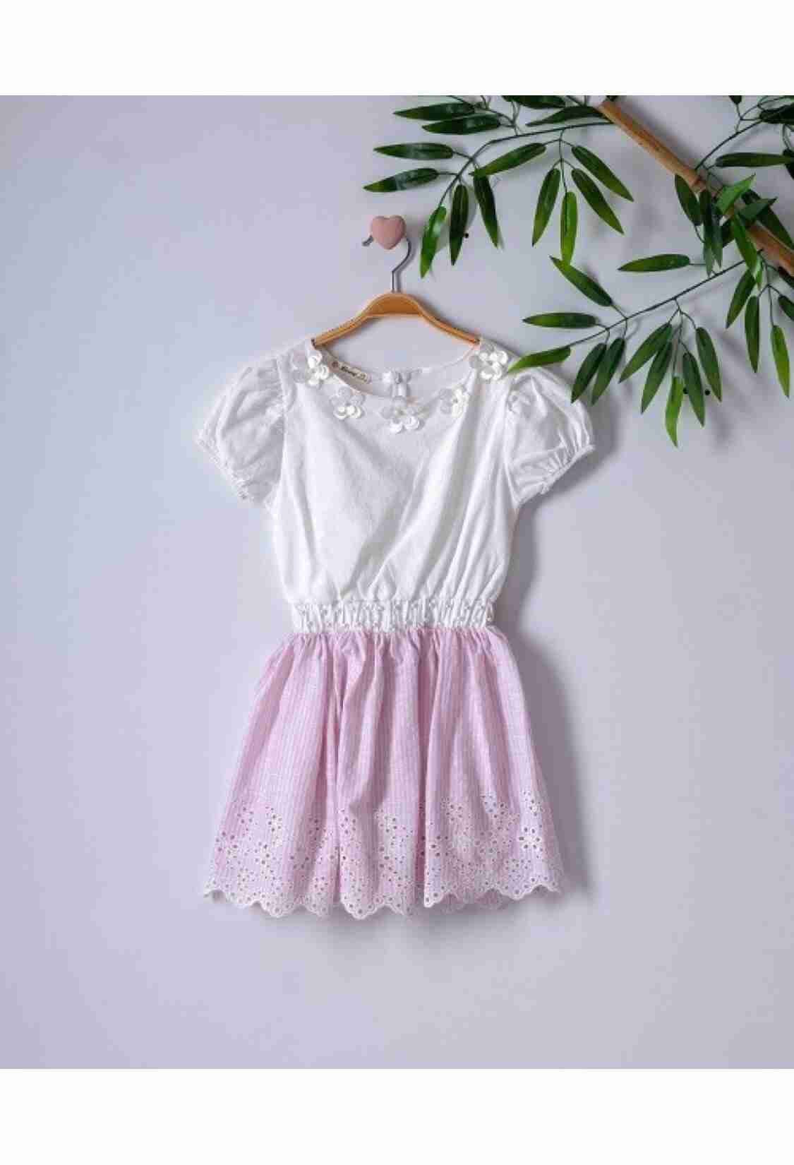 Girl's Dress - Çizgili Brodeli Elbise 1016-221002 - Brand: Büşra Bebe - Kids & Bby Clothes From TheBS Kids Turkey