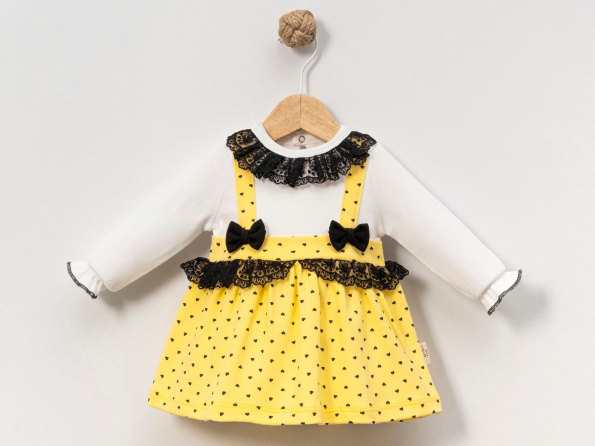 Baby Rompers and Overalls – B1 – Dantel Yaka Kalp Desenli Bebe Elbise – Brand: CAYZEN – Kids & Bby Clothes From TheBS Kids Turkey