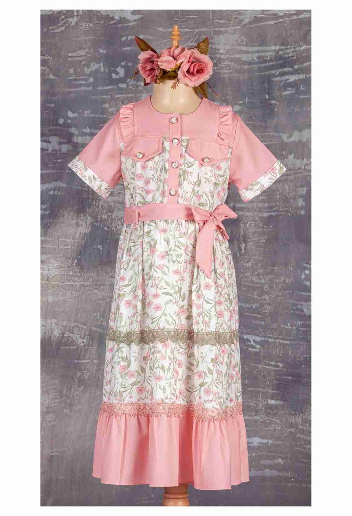 Girl's Dress - Düğmeli Elbise 1042-2294 - Brand: Tivido - Kids & Bby Clothes From TheBS Kids Turkey