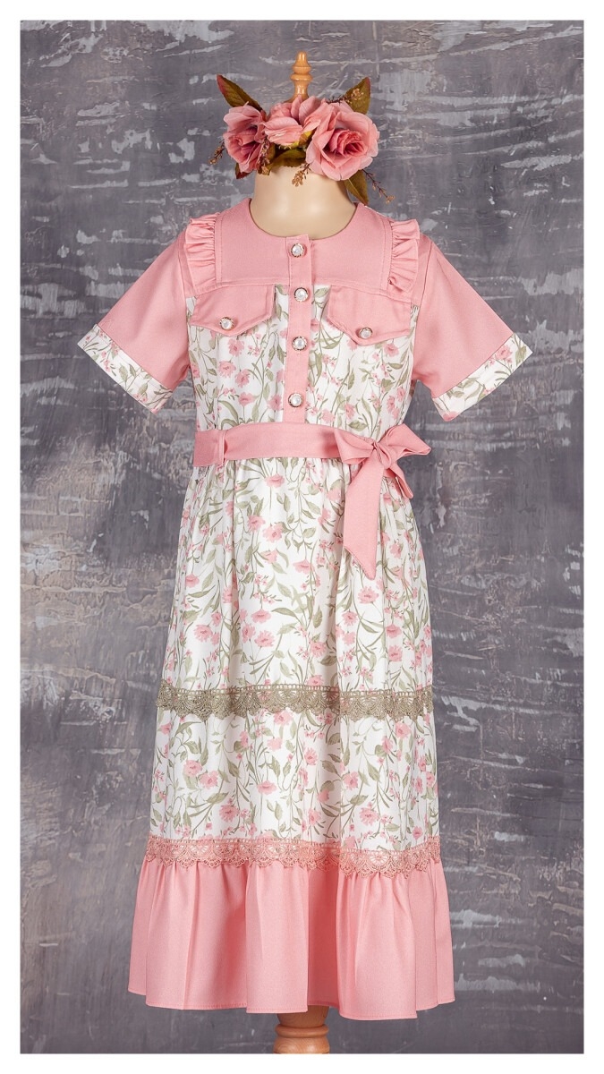 Girl’s Dress – Düğmeli Elbise 1042-2294 – Brand: Tivido – Kids & Bby Clothes From TheBS Kids Turkey