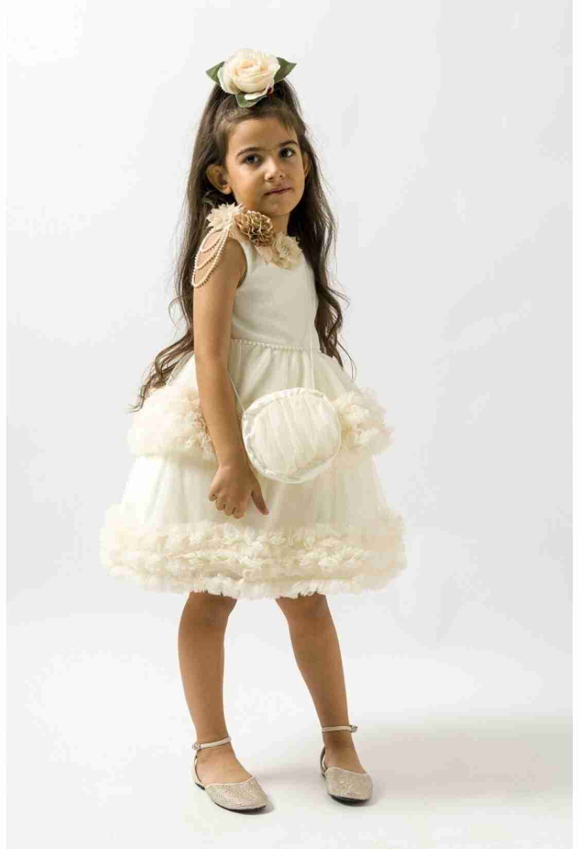 Girl's Dress - Eteği Kat Kat Fırfırlı Elbise 1022-23079 - Brand: Wecan - Kids & Bby Clothes From TheBS Kids Turkey