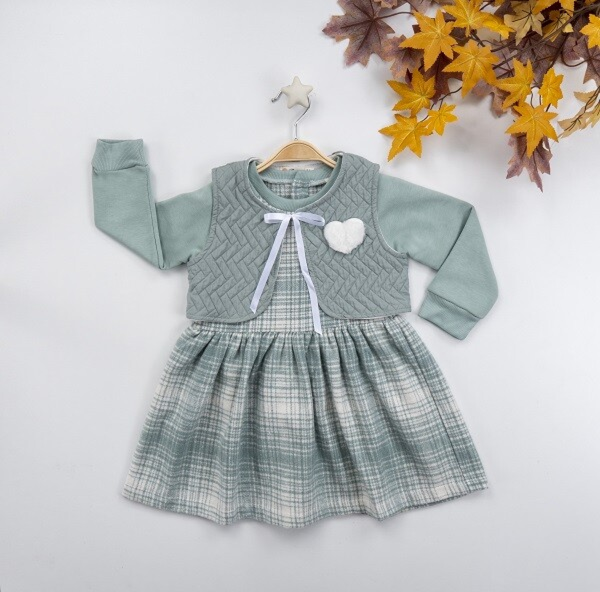Girl's Dress - Kapitone Yelekli Ekose Elbise 1016-22270 - Brand: Büşra Bebe - Kids & Bby Clothes From TheBS Kids Turkey