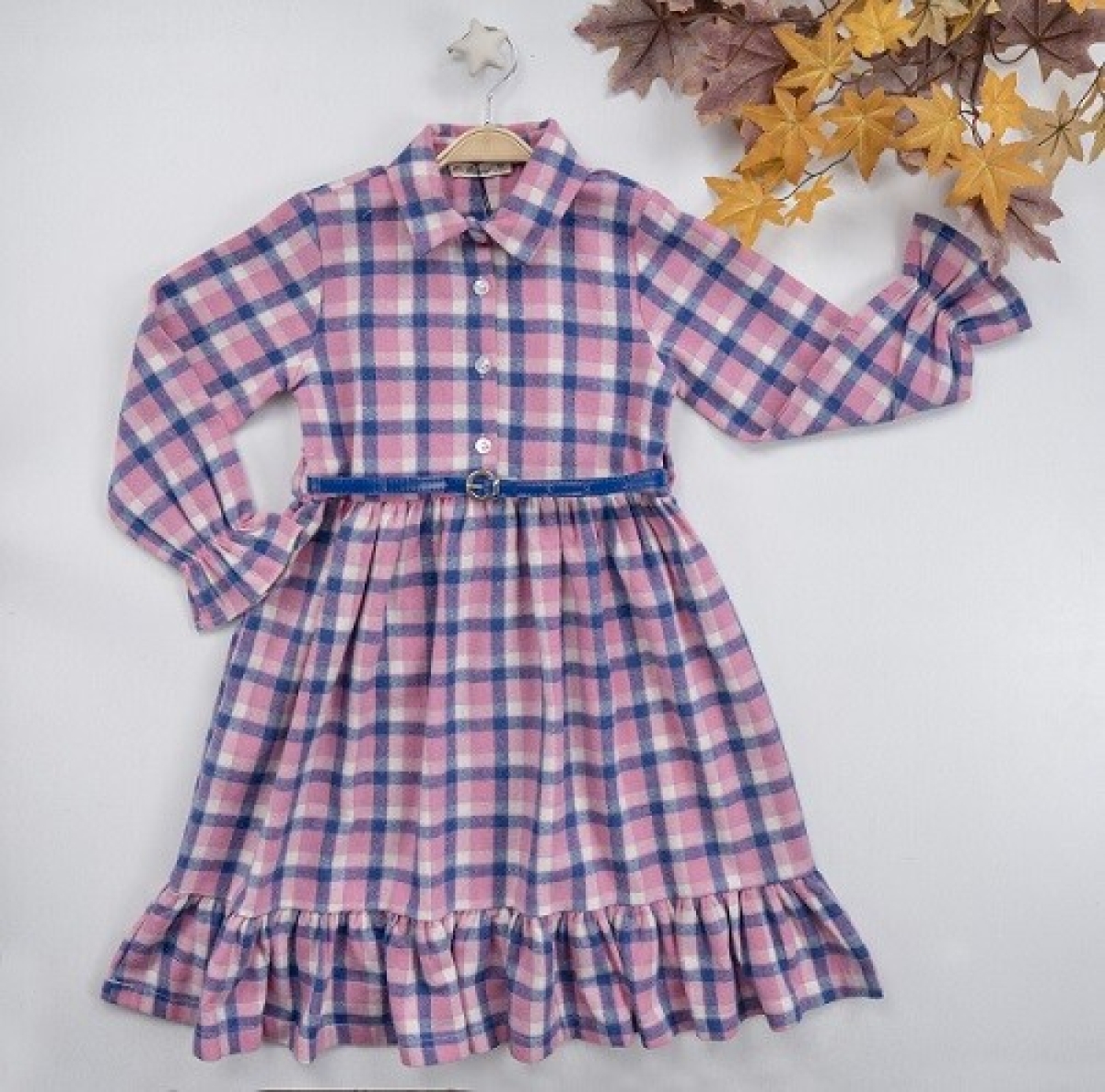 Girl’s Dress – Kemerli Ekose Elbise 1016-22275 – Brand: Büşra Bebe – Kids & Bby Clothes From TheBS Kids Turkey