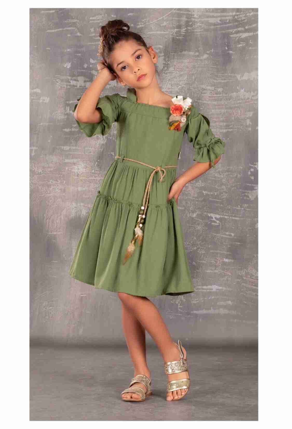 Girl's Dress - Kemerli Elbise 1042 - - Brand: Tivido - Kids & Bby Clothes From TheBS Kids Turkey