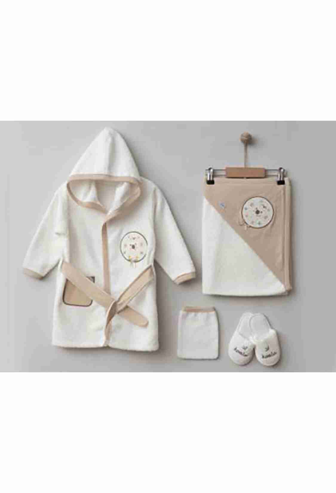 Newborn - B1 - Koala Nakışlı 4lü Unisex Bornoz Set - Brand: ZIPIR - Kids & Bby Clothes From TheBS Kids Turkey