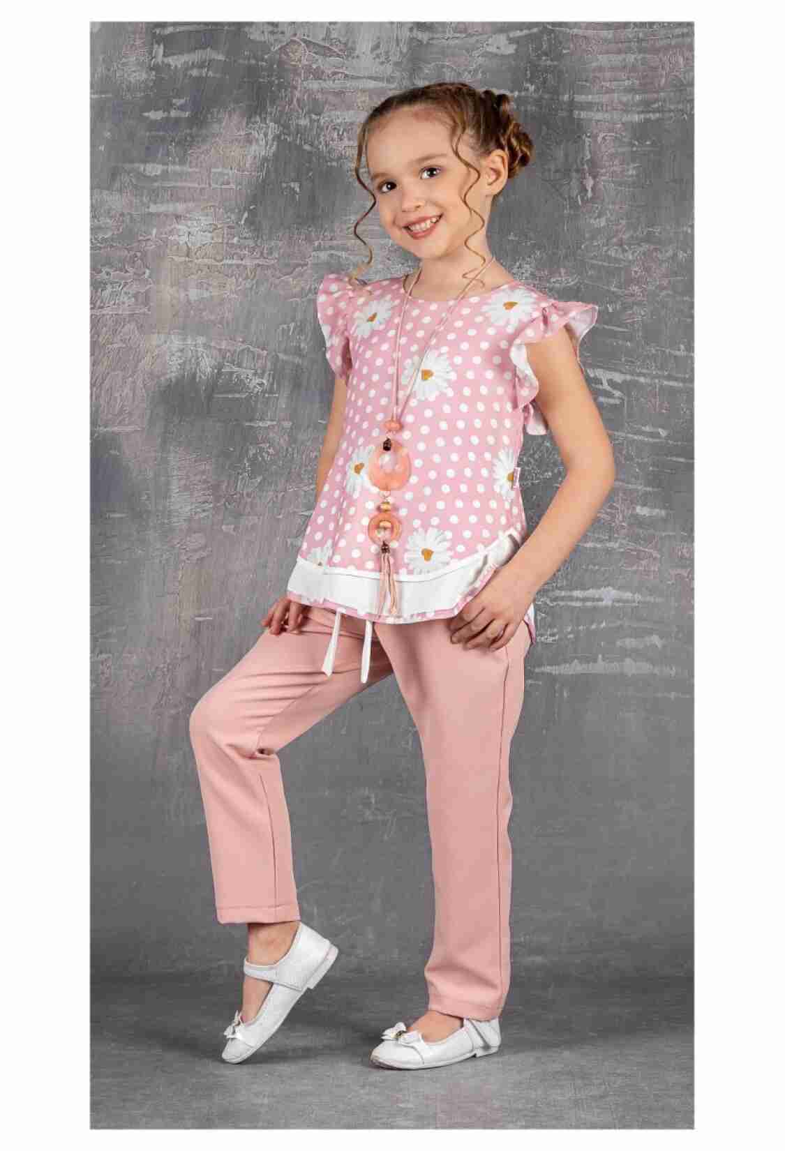 Girls' Suits - Kolyeli Papatyalı Takım 1042-2284 - Brand: Tivido - Kids & Bby Clothes From TheBS Kids Turkey