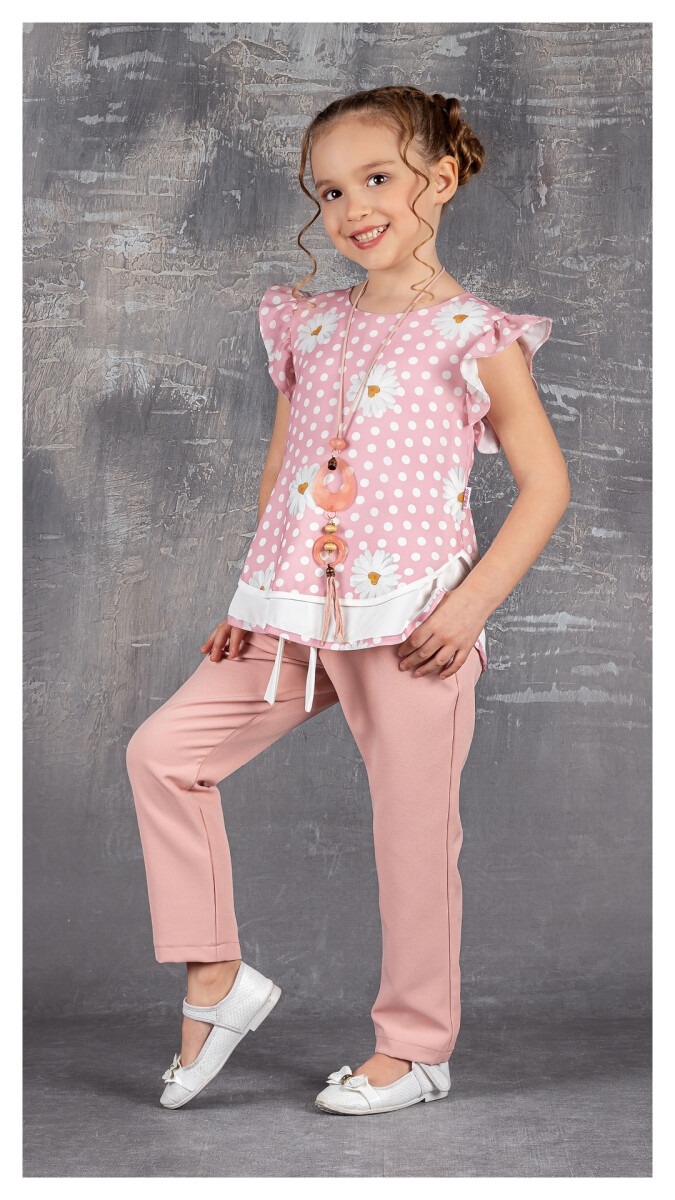 Girls’ Suits – Kolyeli Papatyalı Takım 1042-2284 – Brand: Tivido – Kids & Bby Clothes From TheBS Kids Turkey