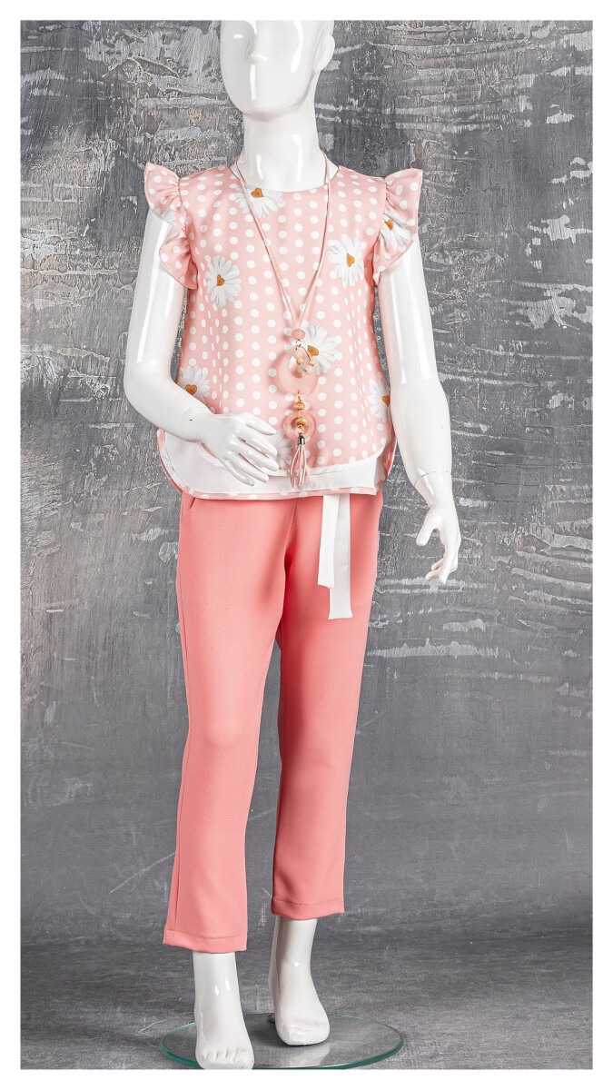 Girls' Suits - Kolyeli Papatyalı Takım 1042-2284 - Brand: Tivido - Kids & Bby Clothes From TheBS Kids Turkey