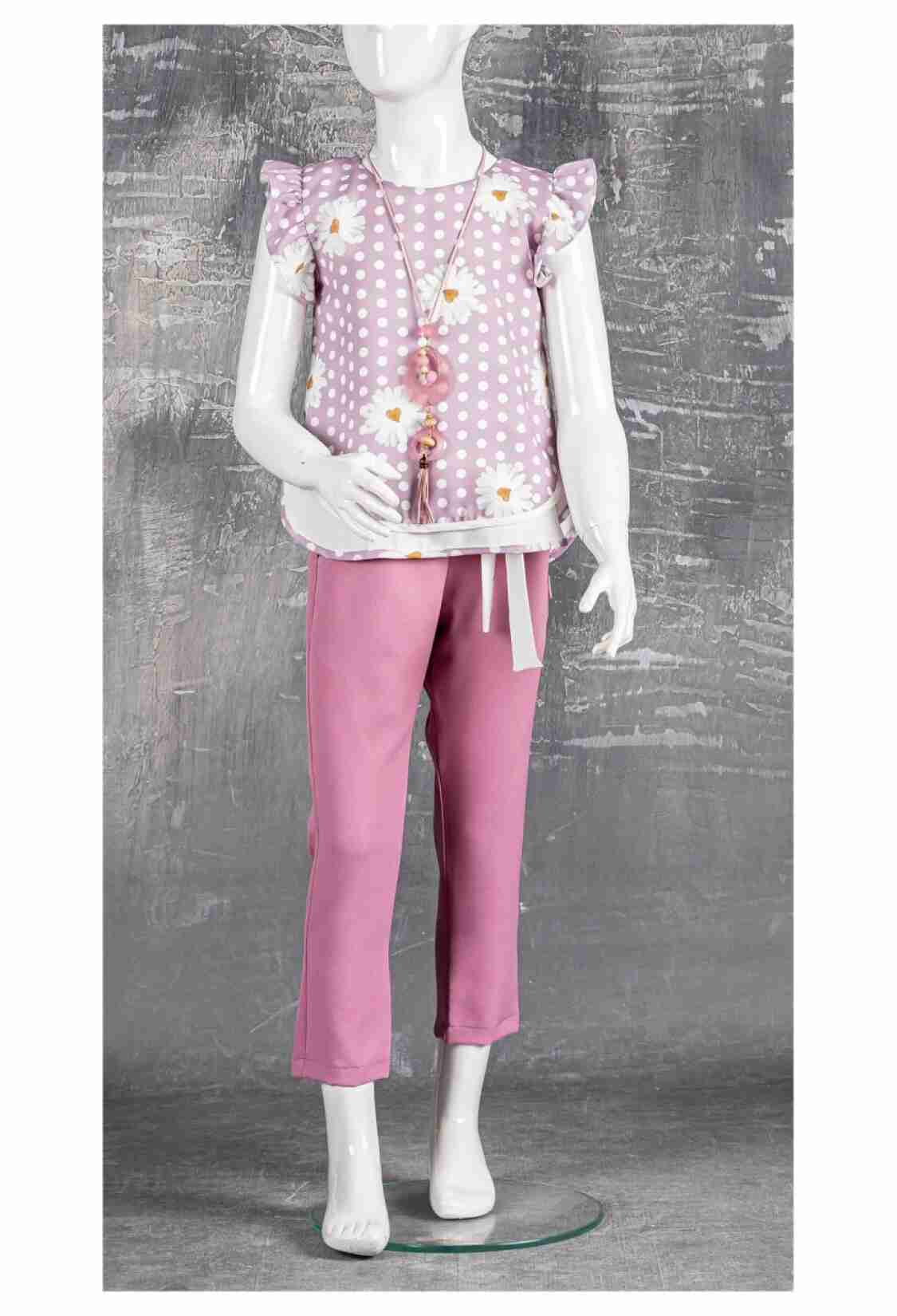 Girls' Suits - Kolyeli Papatyalı Takım 1042-2284 - Brand: Tivido - Kids & Bby Clothes From TheBS Kids Turkey