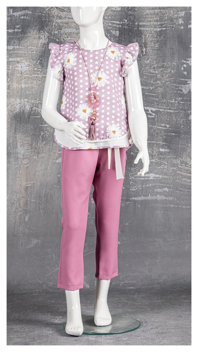 Girls’ Suits – Kolyeli Papatyalı Takım 1042-2284 – Brand: Tivido – Kids & Bby Clothes From TheBS Kids Turkey
