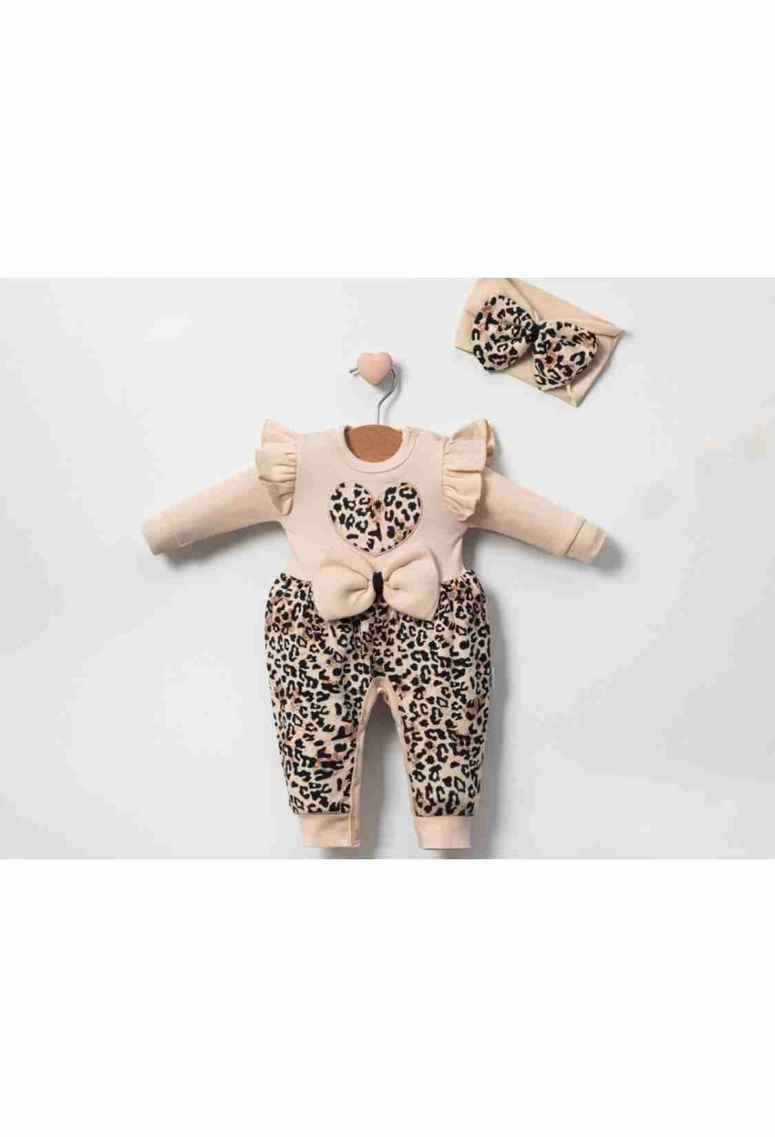 Baby Rompers and Overalls - B1 - Leopar Kalp Desenli Kız Bebe Tulum - Brand: CAYZEN - Kids & Bby Clothes From TheBS Kids Turkey