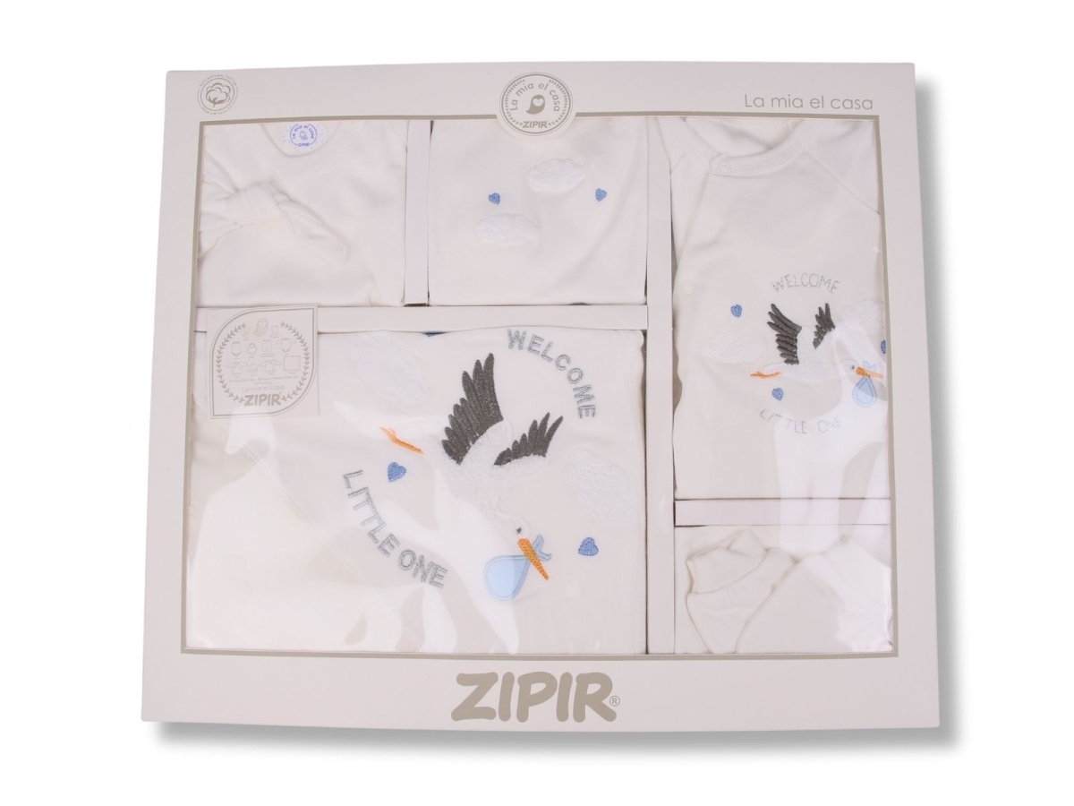 Newborn - B1 - Leylek Nakışlı Kız Bebe 10lu Hastane Çıkış Set - Brand: ZIPIR - Kids & Bby Clothes From TheBS Kids Turkey