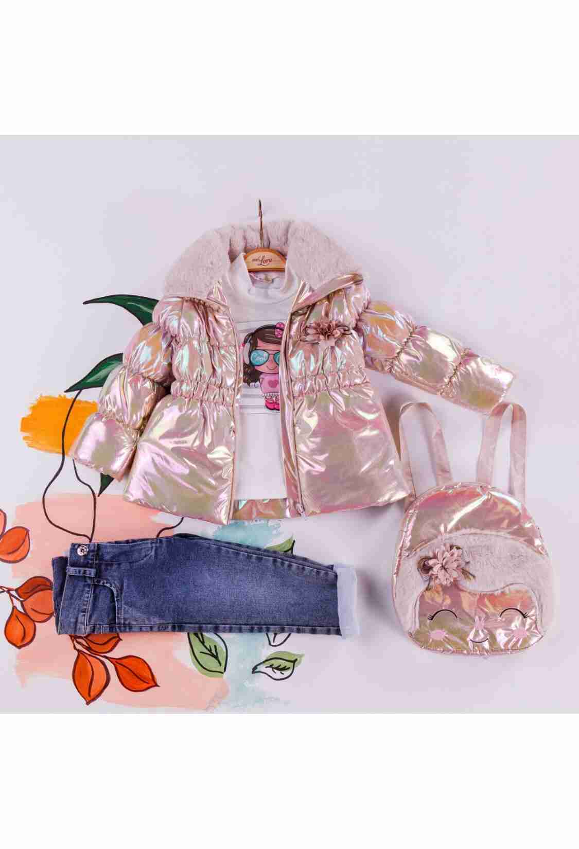Girls' Outerwear - Mikro Mont Badi Pantolon Çantalı Takım 1055-5410 - Brand: Miss Lore - Kids & Bby Clothes From TheBS Kids Turkey