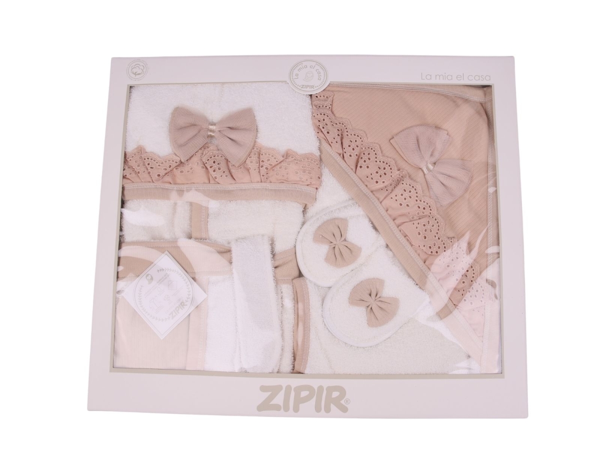 Newborn - B1 - Nakışlı Kız Bebe Bornoz Set - Brand: ZIPIR - Kids & Bby Clothes From TheBS Kids Turkey