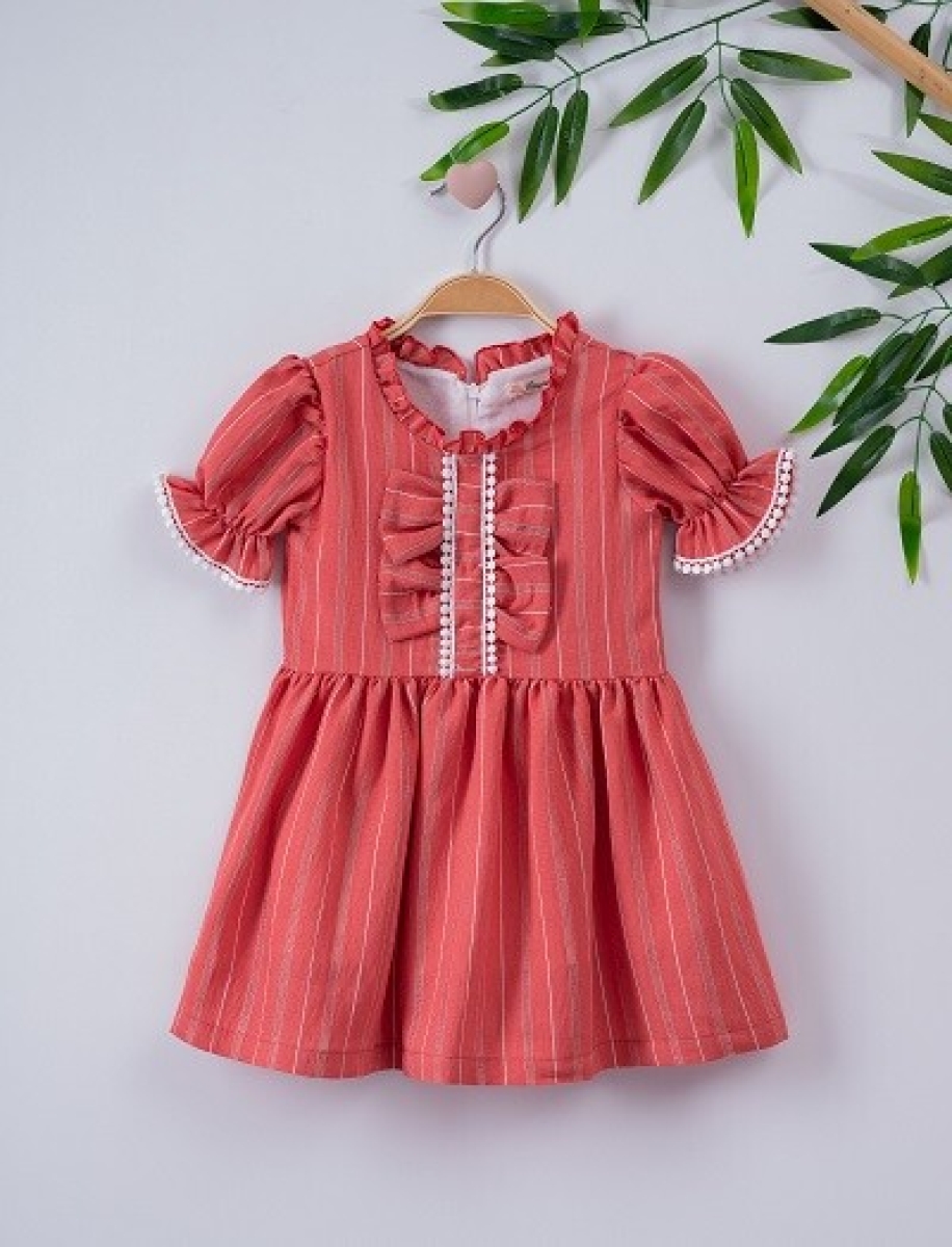 Girl's Dress - Önü Fiyonklu Elbise 1016-221041 - Brand: Büşra Bebe - Kids & Bby Clothes From TheBS Kids Turkey
