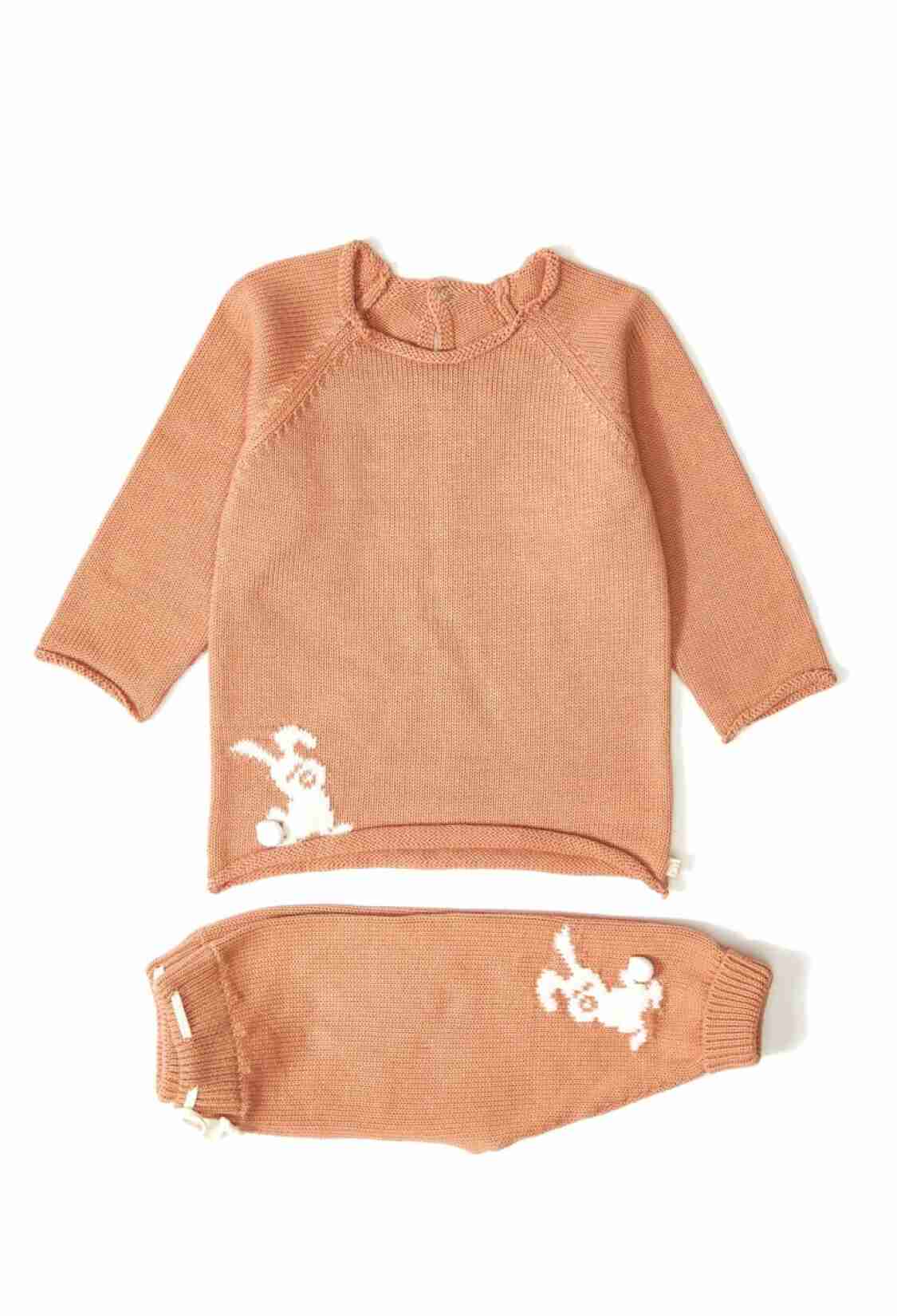 Baby Tops - Organic Cotton Rabbit Detailed Knitwear Outfit & Set 1061 - - Brand: Uludağ Triko - Kids & Bby Clothes From TheBS Kids Turkey