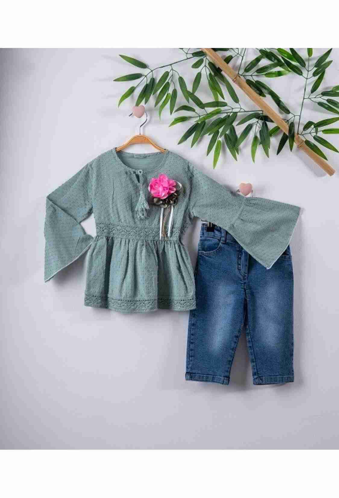 Girls' Suits - Ponpon Vual Kot Kapri Takım 1016-211124 - Brand: Büşra Bebe - Kids & Bby Clothes From TheBS Kids Turkey