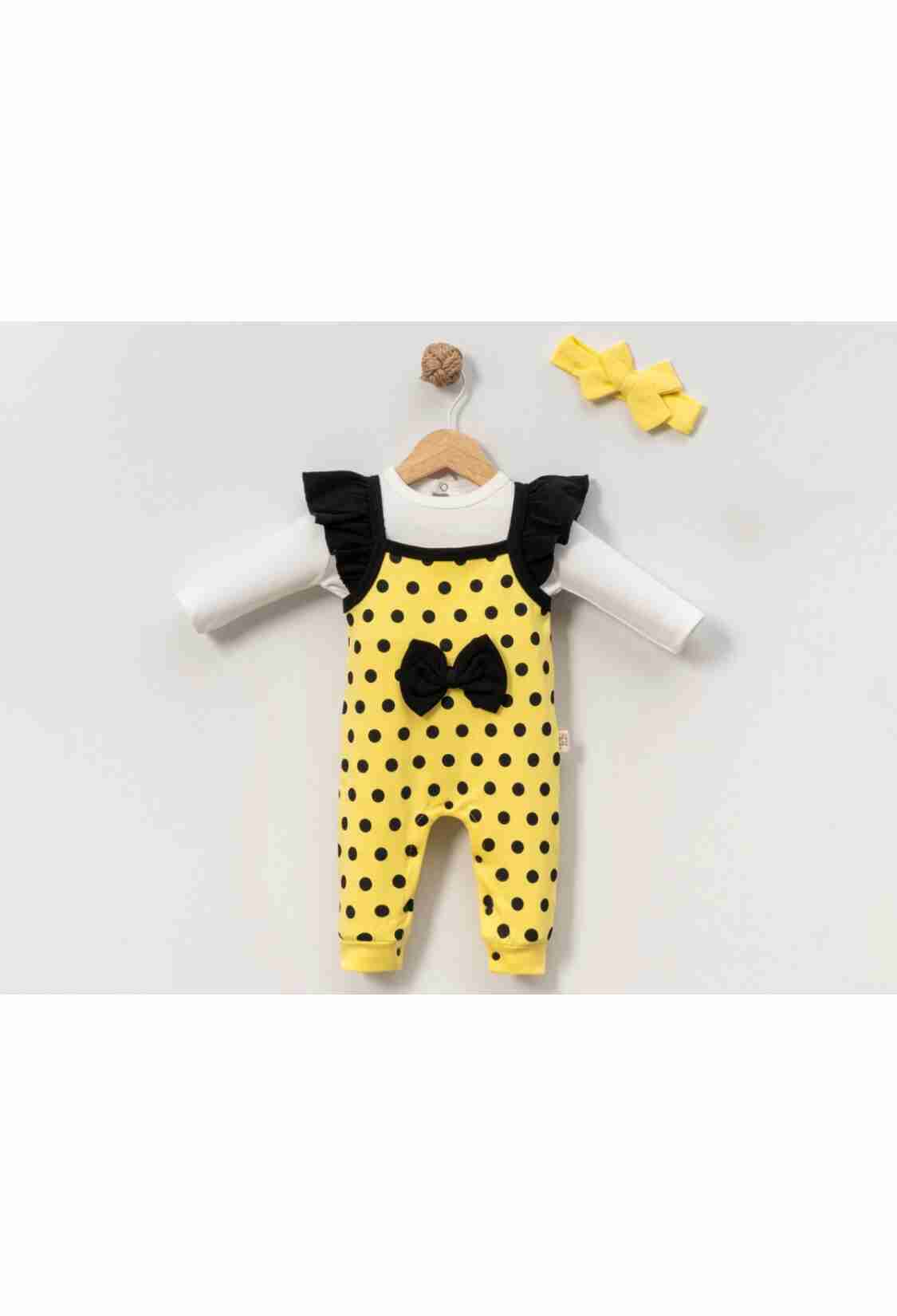 Baby Rompers and Overalls - B1 - Puan Desenli Fiyonk Detaylı Kız Bebe Tulum Set - Brand: CAYZEN - Kids & Bby Clothes From TheBS Kids Turkey