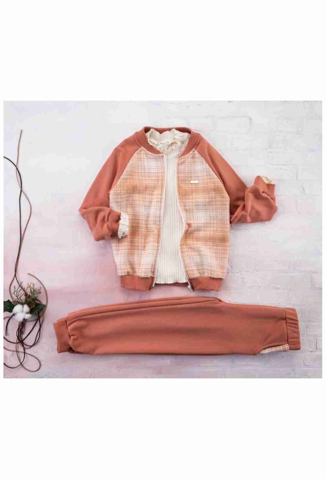 Girls' Suits - Reglan Kol Ekose 3 İp takım 1016-212025 - Brand: Büşra Bebe - Kids & Bby Clothes From TheBS Kids Turkey