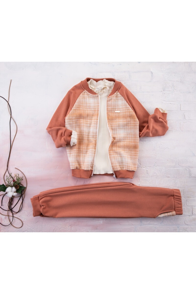 Girls' Suits - Reglan Kol Ekose 3 İp takım 1016-212025 - Brand: Büşra Bebe - Kids & Bby Clothes From TheBS Kids Turkey