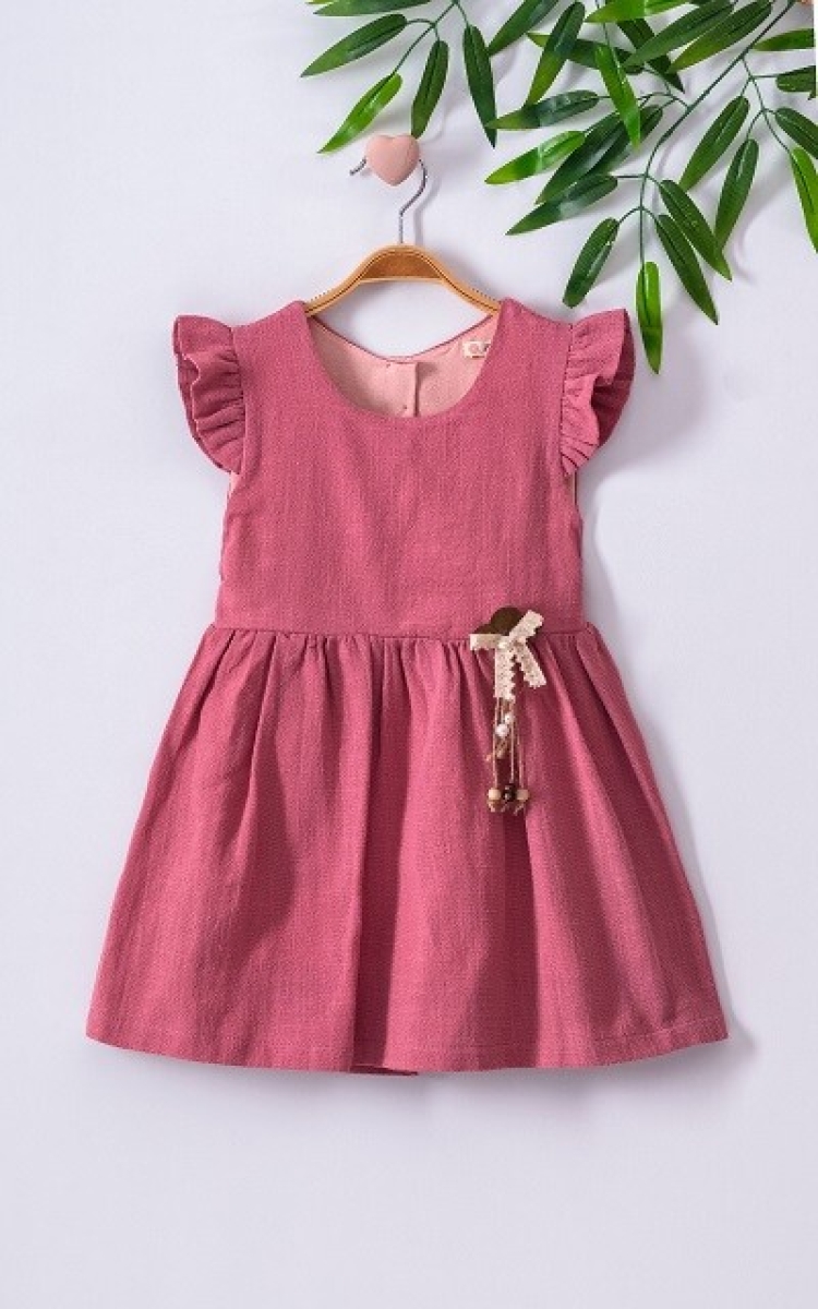 Girl’s Dress – Sırt Dekolteli Keten Elbise 1016-221048 – Brand: Büşra Bebe – Kids & Bby Clothes From TheBS Kids Turkey