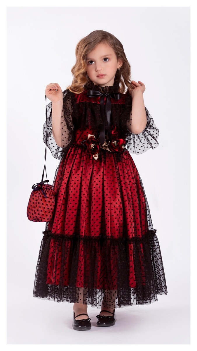 Girl's Dress - Siyah Puanlı Elbise 1042 - - Brand: Tivido - Kids & Bby Clothes From TheBS Kids Turkey