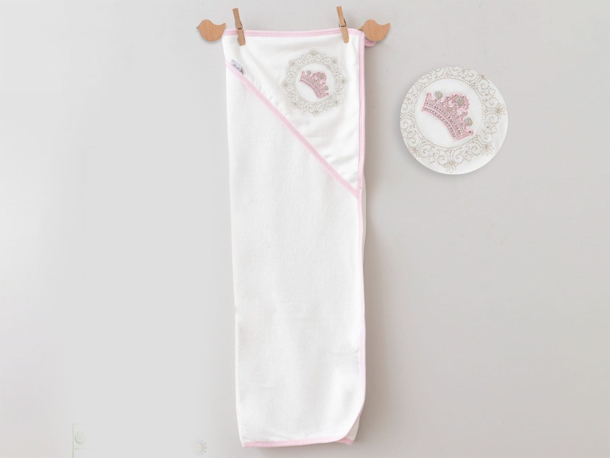 Newborn – B1 – Taç Nakışlı Unisex Bebe Havlu 80×85 cm – Brand: ZIPIR – Kids & Bby Clothes From TheBS Kids Turkey