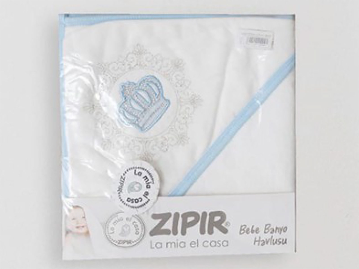 Newborn - B1 - Taç Nakışlı Unisex Bebe Havlu 80x85 cm - Brand: ZIPIR - Kids & Bby Clothes From TheBS Kids Turkey