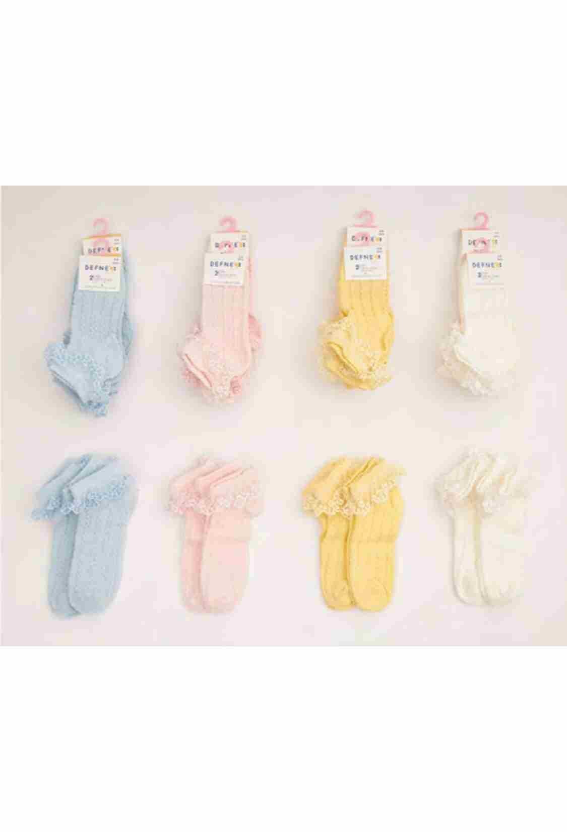 Underwear - Socks - Pajamas - Toptan 24 Çift Kız Bebe Patik Çorap (Kutu) 1064-DFN2P-K017-23(12-18) - Brand: Defne - Kids & Bby Clothes From TheBS Kids Turkey