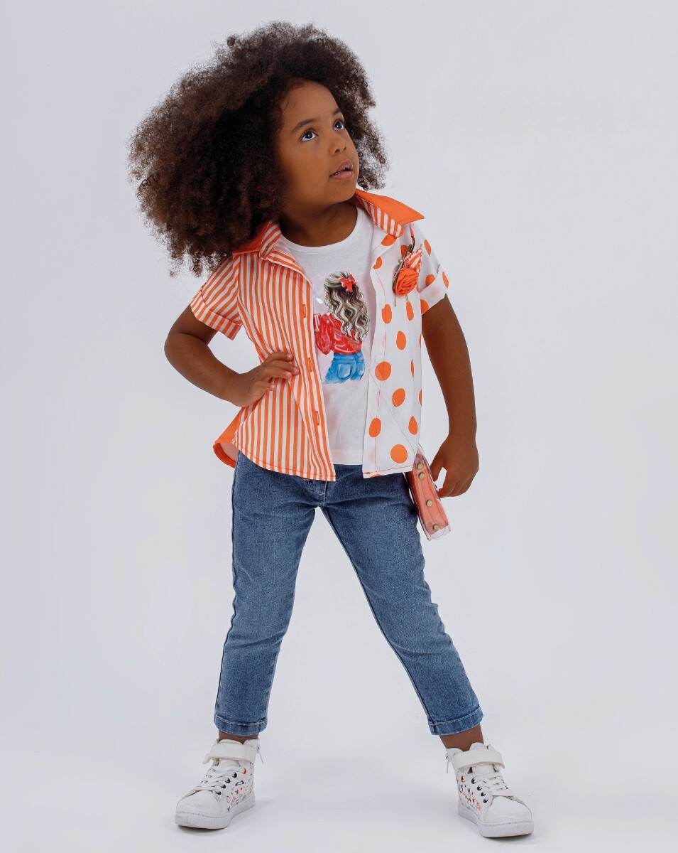 Girls' Suits - Toptan 4'lü Kız Çocuk Gömlek Badi Kot Pantolon Çantalı Takım 2-6Y 1055-5319 - Brand: Miss Lore - Kids & Bby Clothes From TheBS Kids Turkey