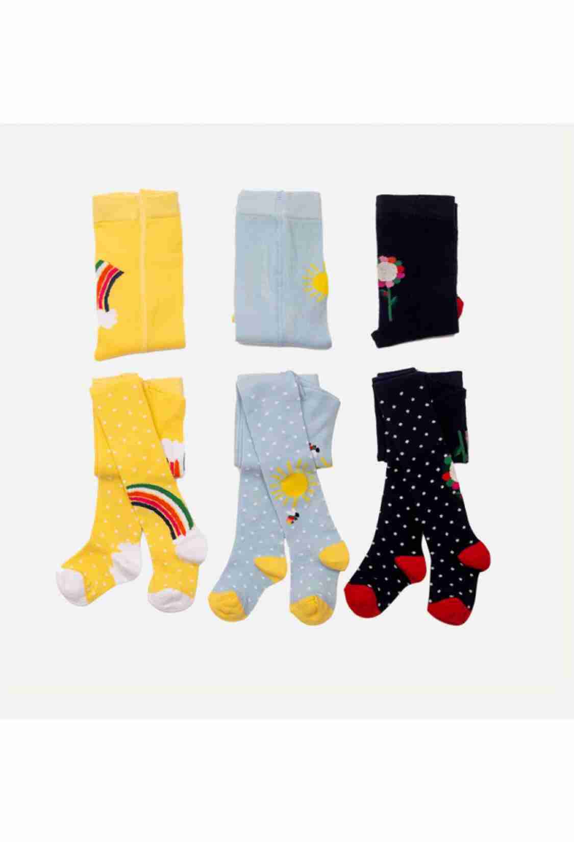 Underwear - Socks - Pajamas - Toptan 6'lı Kız Külotlu Çorap (Desenli) 1064-KKLT-020-(06-12) - Brand: Defne - Kids & Bby Clothes From TheBS Kids Turkey