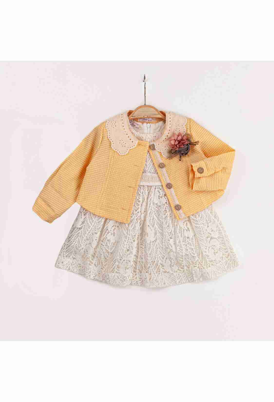Baby Dress - Toptan Bebek 2'li Elbise ve Ceket Takım 9-24M 1055-5527 - Brand: Miss Lore - Kids & Bby Clothes From TheBS Kids Turkey