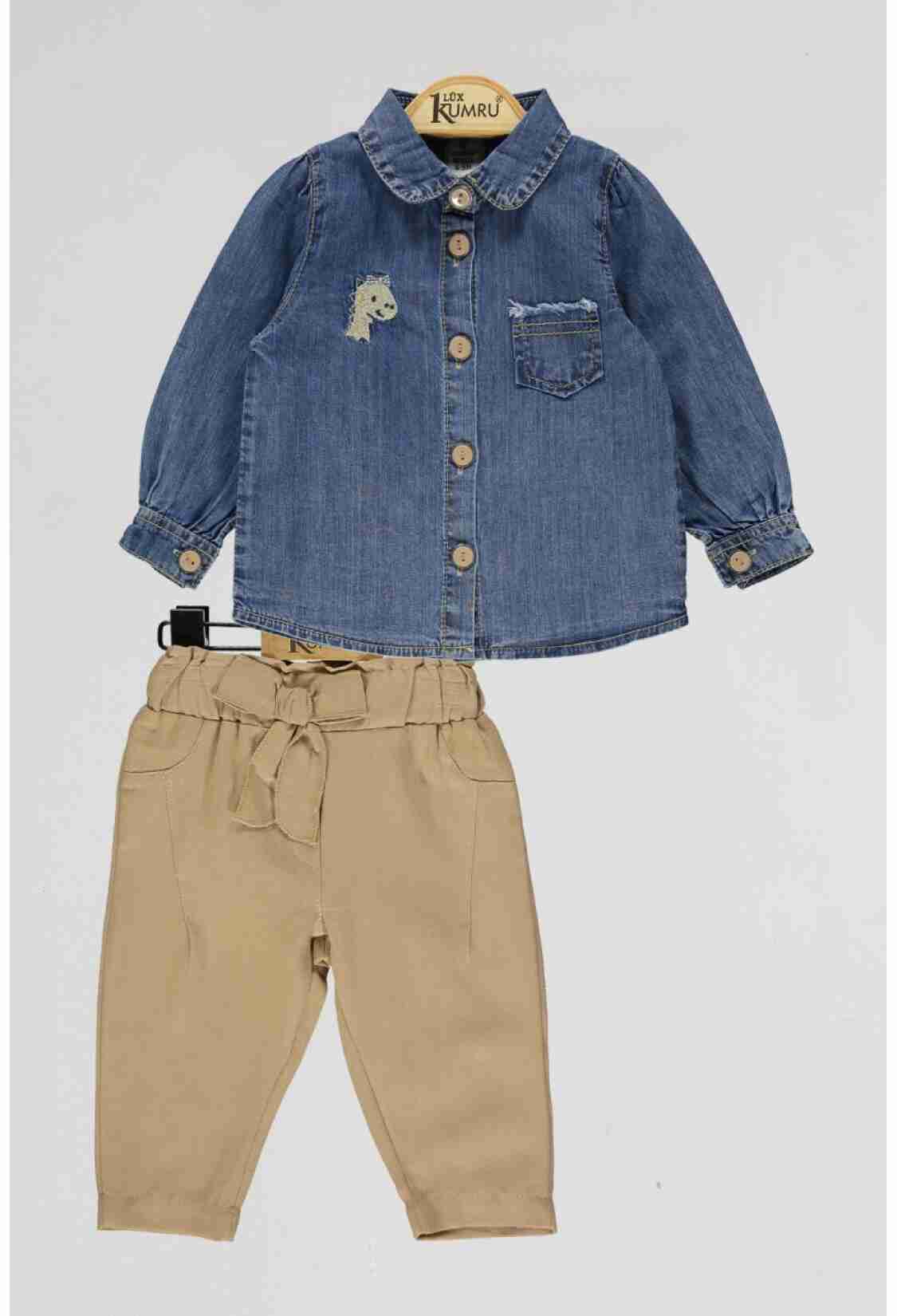 Baby Sets - Toptan Bebek 2'li Kot Gömlek ve Pantolon Takım 6-18M 1075-4041 - Brand: Kumru Bebe - Kids & Bby Clothes From TheBS Kids Turkey