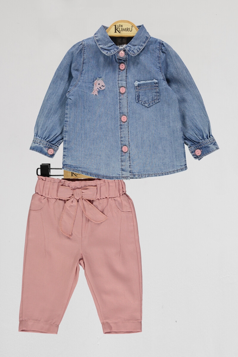 Baby Sets - Toptan Bebek 2'li Kot Gömlek ve Pantolon Takım 6-18M 1075-4041 - Brand: Kumru Bebe - Kids & Bby Clothes From TheBS Kids Turkey