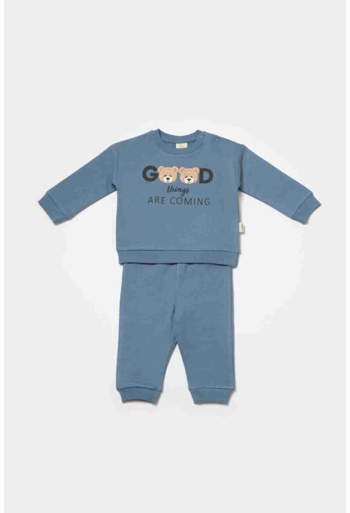 Baby Sets - Toptan Bebek 2'li Sweatshirt ve Pantolon Takımı 3-24M %100 Organik Pamuk Baby Cosy 2022-CSY8009 - Brand: BabyCosy - Kids & Bby Clothes From TheBS Kids Turkey