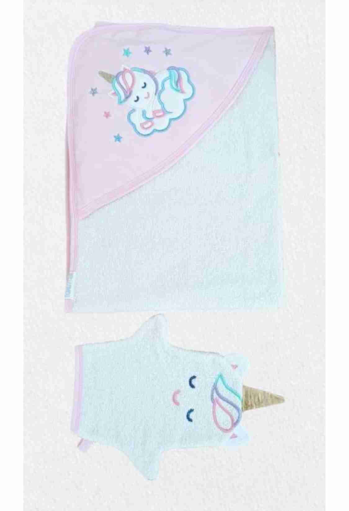 Towel and Bathrobe - Toptan Bebek 2'li Unicorn Havlu Seti 0-18M 1074-55092 - Brand: Tomuycuk - Kids & Bby Clothes From TheBS Kids Turkey